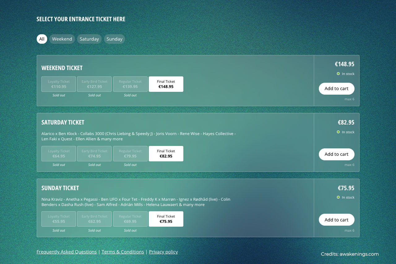 Tickets and prices. Upclose 2026 lineup tickets